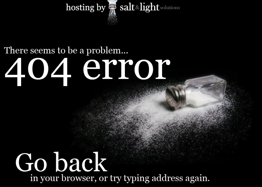 Picture showing spilled salt and a 404 error.