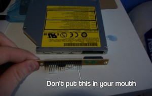 Putting the IDE adapter on the optical drive