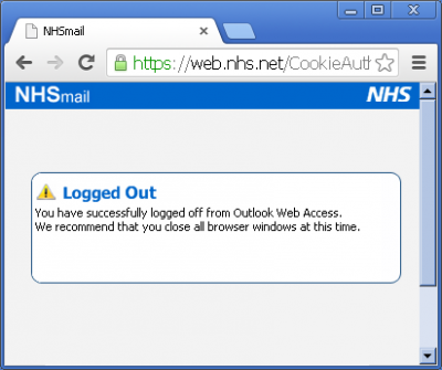 Logging out of NHSmail